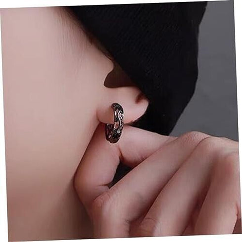 Punk Style Hollow Out Dragon Carved Unique Design Men Women Huggie Hoop Earrings
